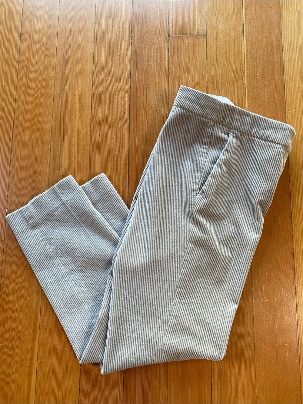 Luisa Cerano cropped barrel-leg corduroy pants in light taupe